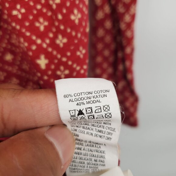 Lucky Brand Ditsy Peasant Long Sleeve Tunic Top Blouse Size Medium Boho Casual - Picture 7 of 13